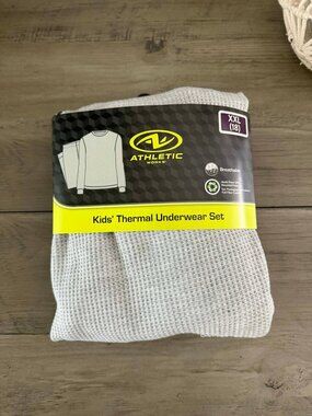 NEW 2Pc 18   (XXL) Boys Gray Thermal Underwear Set-Waffle Knit